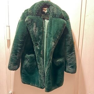 Apparis Green Faux Fur Coat